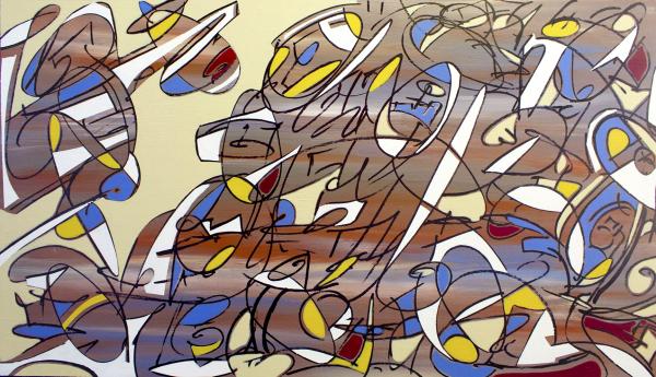 Take The Long Way Home is an abstract painting about deciding to take the scenic route instead of the shortest route home, by Bryan Boutwell artist represented by The McLoughlin Art Gallery, San Francisco CA.