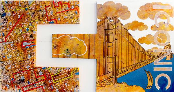 Iconic San Fran is an abstract painting by artist Bryan Boutwell themed after San Francisco