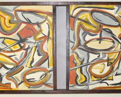 Biting An Orange Creamsicle, Original Large Scale Functional Abstract Painting in Tryptic Style-Custom Built Frame that holds tea-liight candles-Bryan Matthew Boutwell, Oakland Artist, San Francisco Art Galleries, NYC Art Galleries, Live Fiction.net 